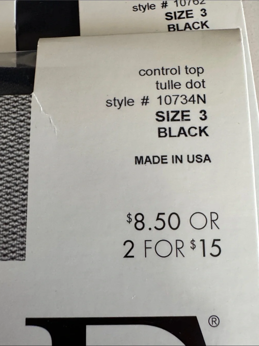 New Lot of 3 Hue size 3 control top pantyhose